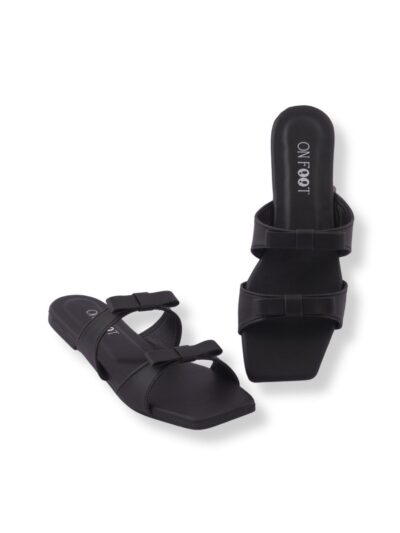 Bowtica Black Women’s Rexine Plain Flats – Fancy Formal & Casual Wear