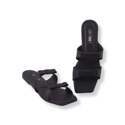 Bowtica Black Women’s Rexine Plain Flats – Fancy Formal & Casual Wear