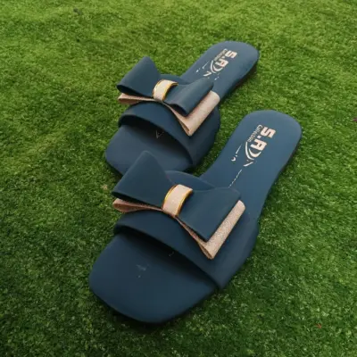 Women’s Blue Rexine Rhinestone Fancy Flats – Formal, Casual & Semi-Formal Wear (Sizes 6–10)