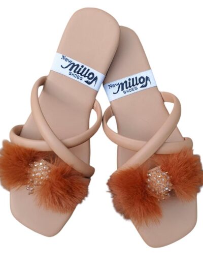 Women's Brown Rexine & Satin Casual Fancy Flats with Bow and Rhinestone – Sizes 6–10
