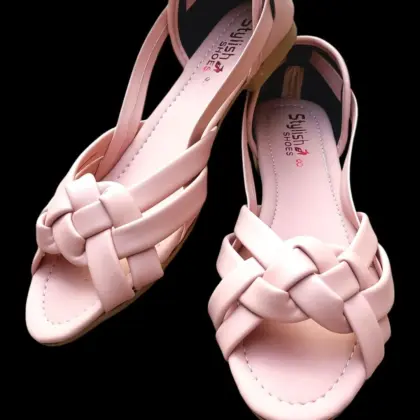 Women’s Pink Synthetic Leather Fancy Flats – Plain Design, Sizes 6–10
