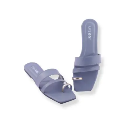 Noir Loop - 044 Grey Women’s Rexine Flats – Thread Work Design, Sizes 36–41