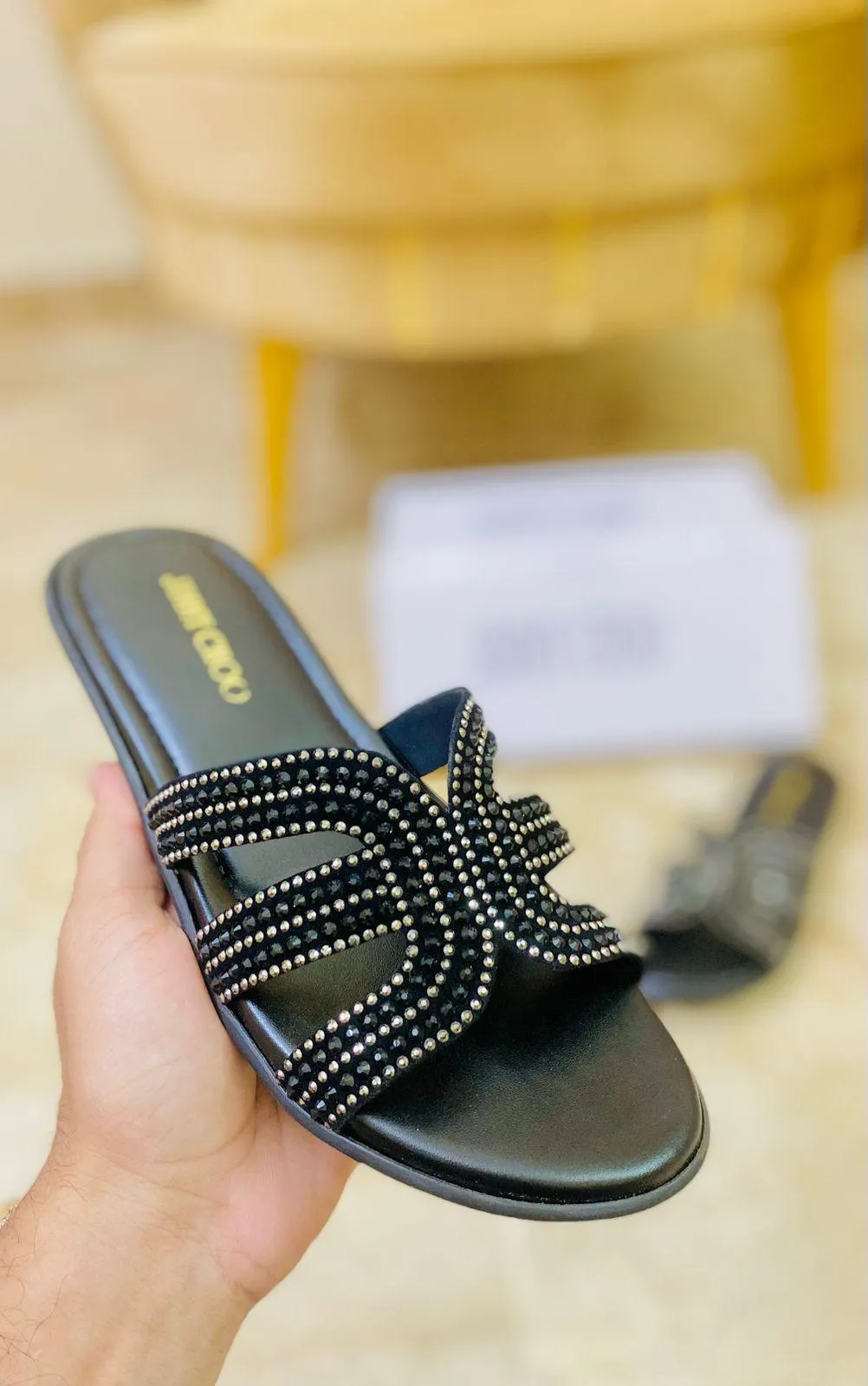 Women’s Fancy Synthetic Leather Flats Black Embellished