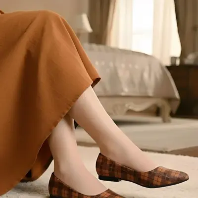 Sleek Soul 043 Dark Brown Women’s Rexine Printed Pumps – Brown