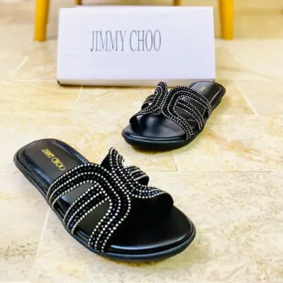 Women’s Fancy Synthetic Leather Flats Black Embellished