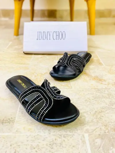 Women’s Fancy Synthetic Leather Flats Black Embellished