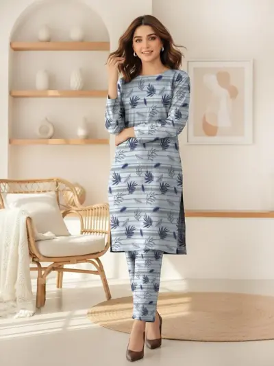 Elegant Silver Printed Lawn 2-Piece Women’s Unstitched Suit – 2.5 Gazz Shirt & Trouser