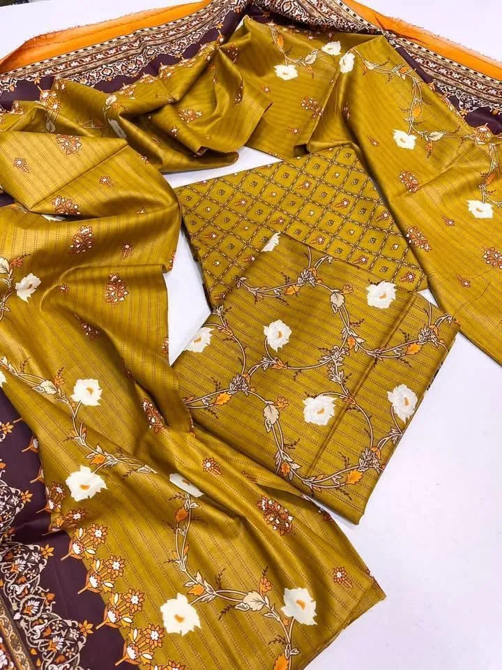 Jazmin 3 Pcs Women’s Unstitched Digital Printed Lawn Suit 2026 – Multicolor Summer Collection (Shirt, Trouser & Dupatta)