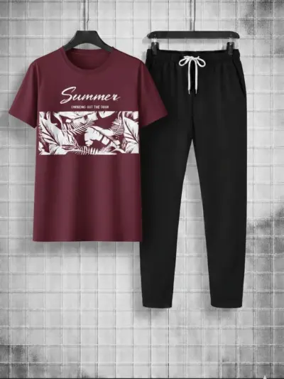 Buy Premium SUMMER Micro Interlock Printed Track Suit – Maroon