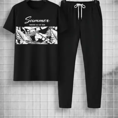 Buy Premium SUMMER Micro Interlock Printed Track Suit – Black