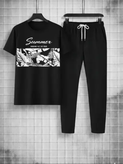 Buy Premium SUMMER Micro Interlock Printed Track Suit – Black
