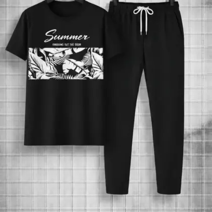 Buy Premium SUMMER Micro Interlock Printed Track Suit – Black