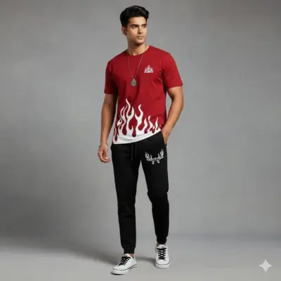 Buy 2 Pcs Men’s Polyester Printed Track Suit – Premium Maroon Set