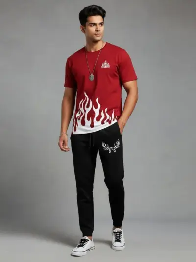 Buy 2 Pcs Men’s Polyester Printed Track Suit – Premium Maroon Set