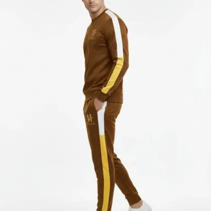 Buy 2 Pcs Men’s Fleece Printed Sweatshirt Track Suit – Brown