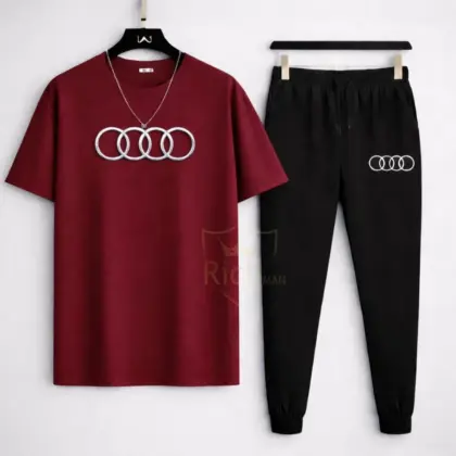 Buy Premium Audi-Logo Printed T-Shirt & Trouser Set – 2 Pcs