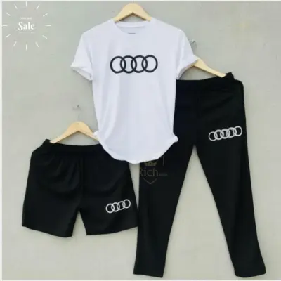 Buy Men’s Audi Logo Pack of 3 Summer Track Suit Set – Premium Quality