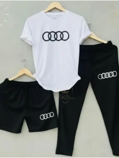 Buy Men’s Audi Logo Pack of 3 Summer Track Suit Set – Premium Quality