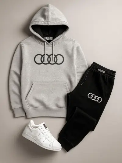 Buy Premium Grey Audi Printed Hoodie Track Suit for Men