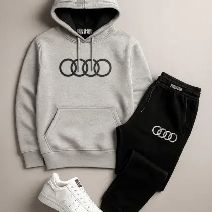 Buy Premium Grey Audi Printed Hoodie Track Suit for Men