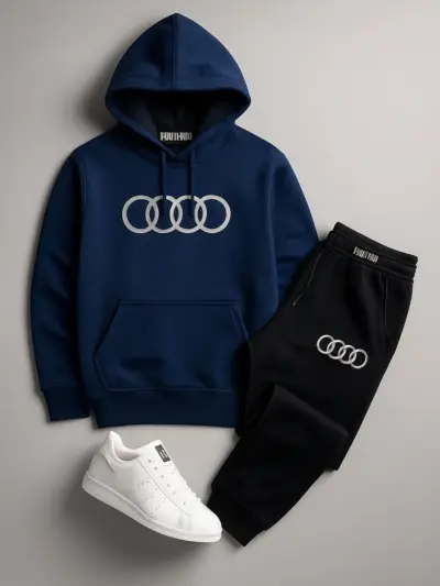 Buy Premium Contrast Blue Audi Printed Hoodie Track Suit