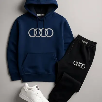 Buy Premium Contrast Blue Audi Printed Hoodie Track Suit