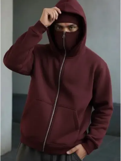 Buy Premium Heavyweight Maroon Fleece Zipper Hoodie