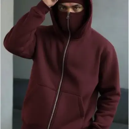 Buy Premium Heavyweight Maroon Fleece Zipper Hoodie