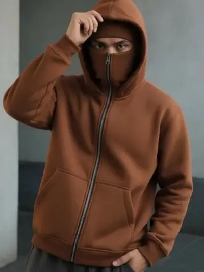 Buy Premium Heavyweight Brown Fleece Zipper Hoodie