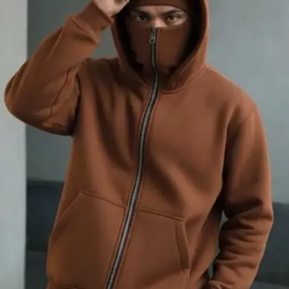 Buy Premium Heavyweight Brown Fleece Zipper Hoodie