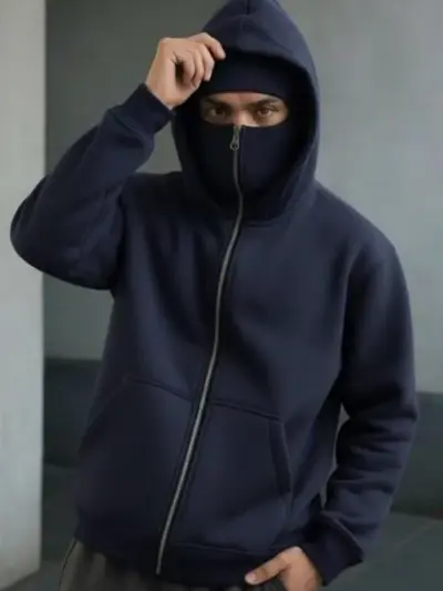 Buy Premium Heavyweight Blue Fleece Zipper Hoodie