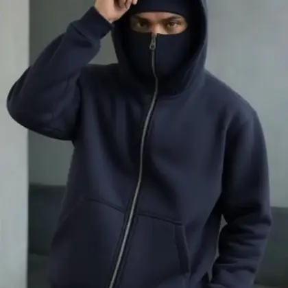 Buy Premium Heavyweight Blue Fleece Zipper Hoodie