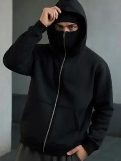 Buy Ninja Style Premium Black Fleece Zipper Hoodie