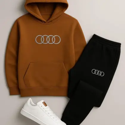 Buy Premium Contrast Copper Audi Printed Hooded Tracksuit