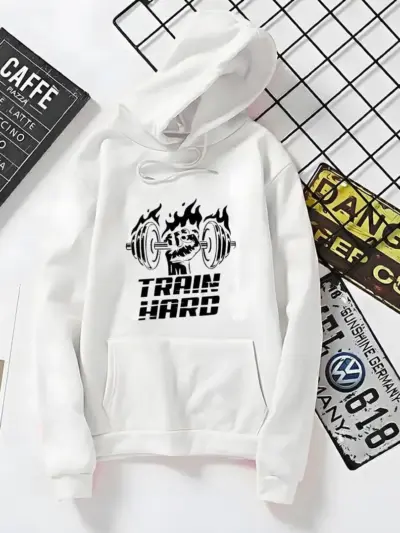 Buy Premium Men's Fleece Printed Hoodie – White