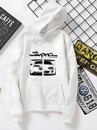 Buy Premium Men’s Fleece Printed Hoodie – White Winter Hoodie