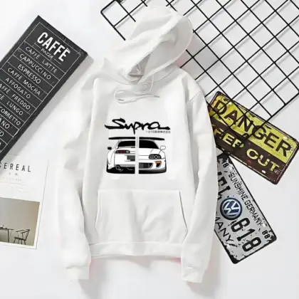 Buy Premium Men’s Fleece Printed Hoodie – White Winter Hoodie
