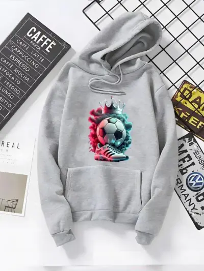 Buy Premium Men's Fleece Printed Hoodie – Grey