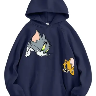 Buy Premium Men’s Blue Printed Fleece Hoodie Online