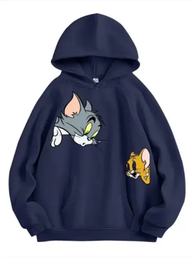 Buy Premium Men’s Blue Printed Fleece Hoodie Online