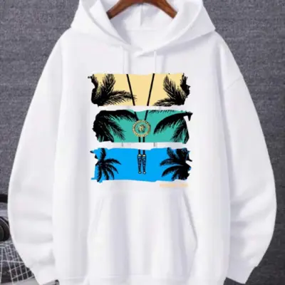 Buy Premium Men’s White Fleece Printed Hoodie Online