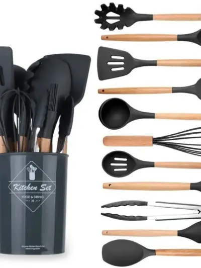 Buy Premium Kitchen Utensil Set with Wooden Handles