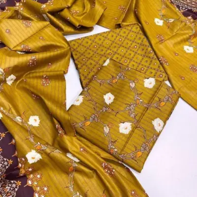 3 Pcs Women’s Unstitched Printed Lawn Suit – Jazmin Summer Collection 2026 (Multicolor)