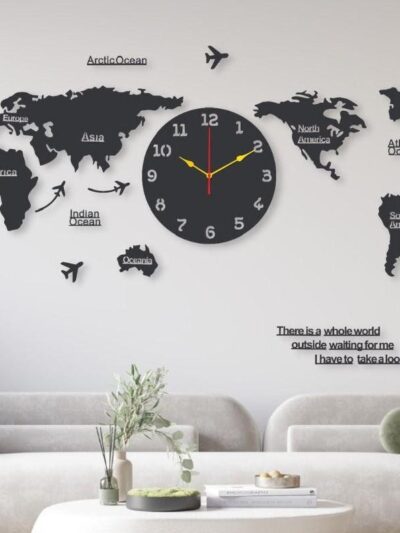 World Map Clock 45 x 55 Inches 3mm MDF Wall Decor