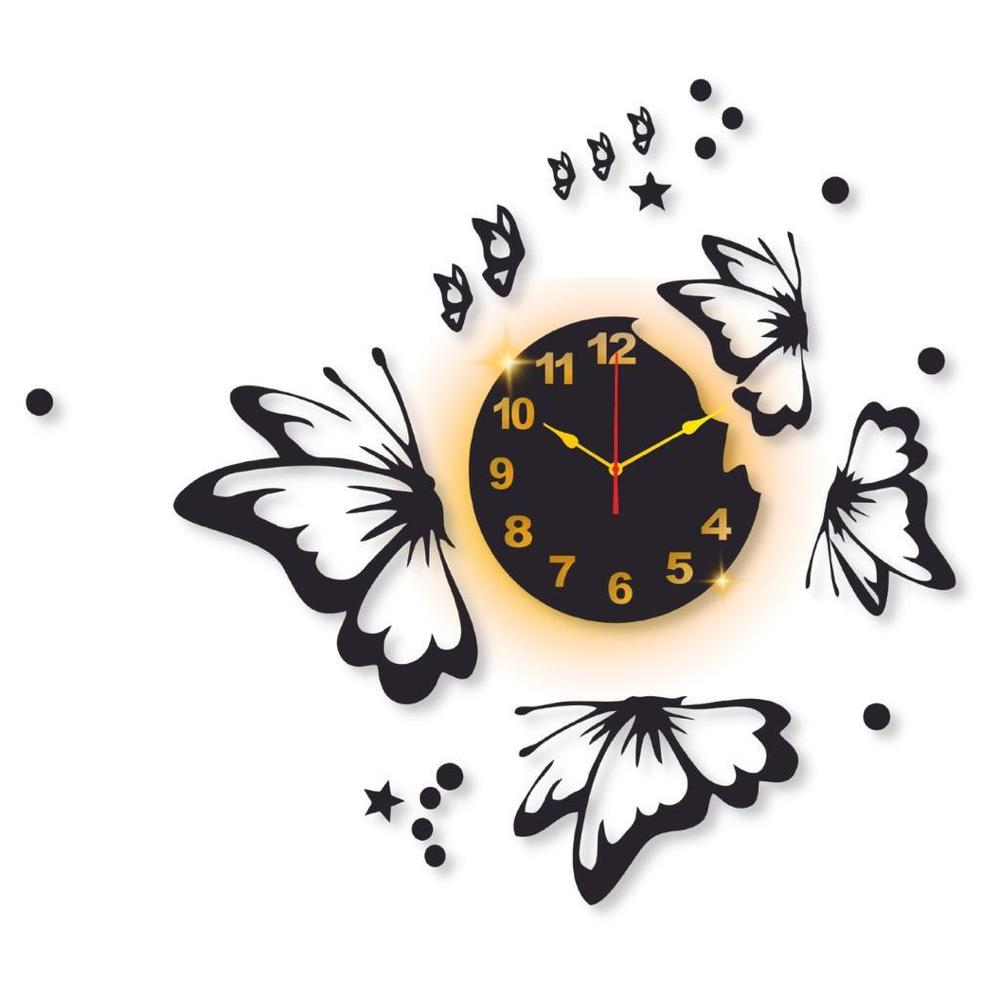 Butterfly Laminated Wall Clock With Backlight 24 x 24 Inches