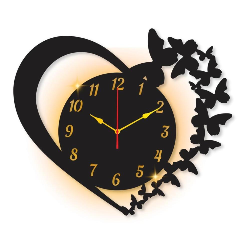 Heart Shaped Design Laminated Wall Clock With Backlight 16 x 16 Inches