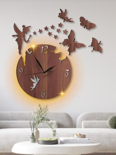 Fairy Design Laminated Wall Clock With Backlight 16 x 16 Inches