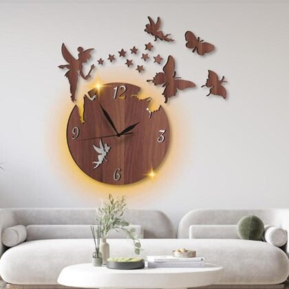 Fairy Design Laminated Wall Clock With Backlight 16 x 16 Inches