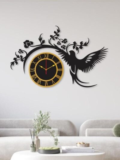 Eagle With Golden Dial DIY Wall Clock 30 x 25 Inches Black and Golden Mix