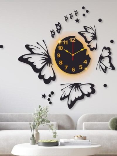 Butterfly Laminated Wall Clock With Backlight 24 x 24 Inches